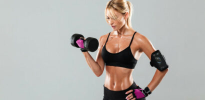 woman in steroids for sale with dumbbells